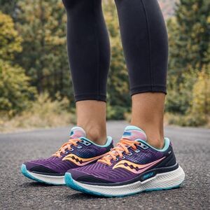 Saucony Sz 7.5 Women's Triumph 18 Formfit PWRRUN+ Black Blue Pink Orange